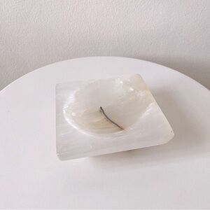 ALABASTER MARBLE ELEGANT SQUARE TRINKET BOWL SMALL CHIC MODERN HOME DECOR Cream